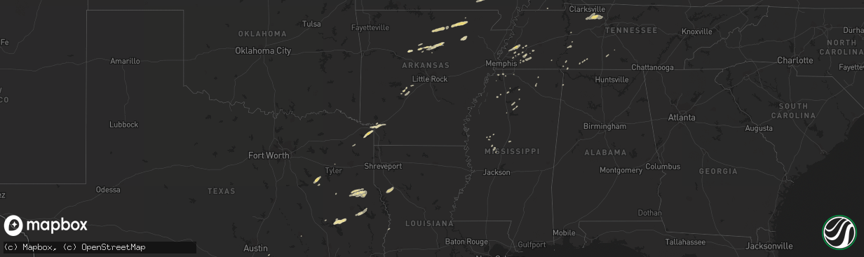 Hail map in Alabama on December 9, 2012