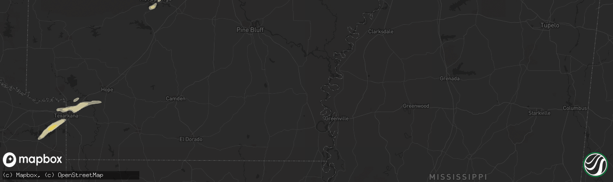 Hail map in Hot Springs National Park, AR on December 9, 2012