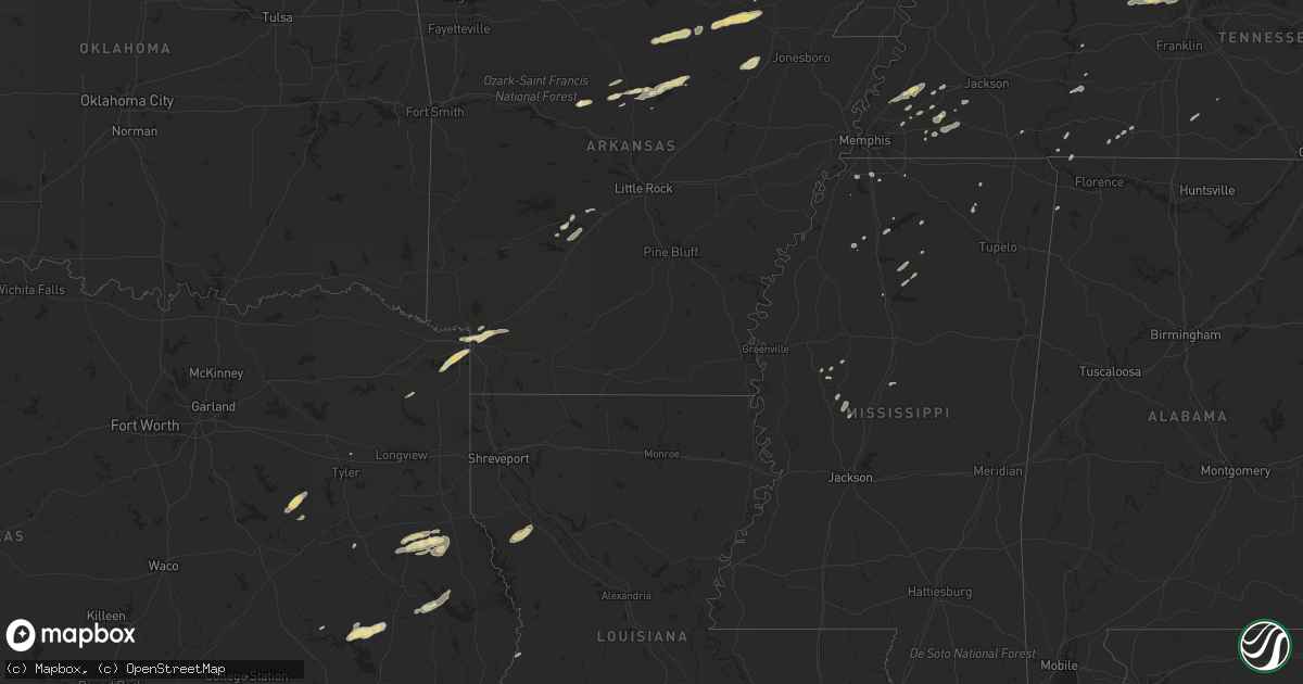 Hail map in Mississippi on December 9, 2012