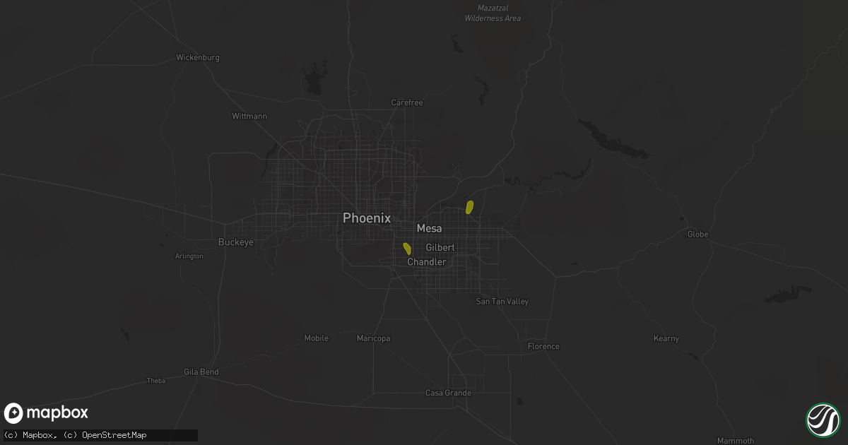 Hail map in Mesa, AZ on December 9, 2019