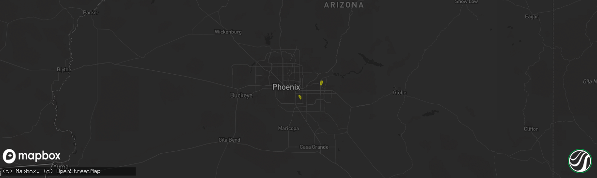 Hail map in Tempe, AZ on December 9, 2019