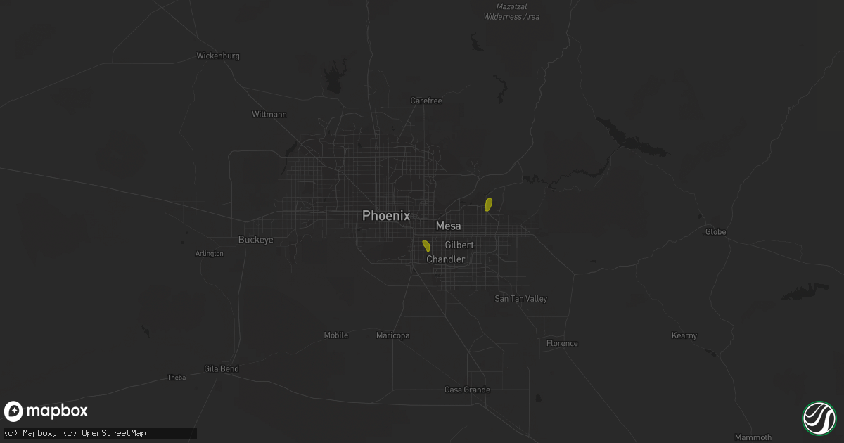 Hail map in Tempe, AZ on December 9, 2019