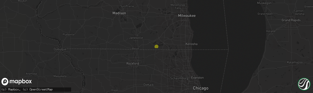 Hail map in Fontana, WI on December 9, 2020