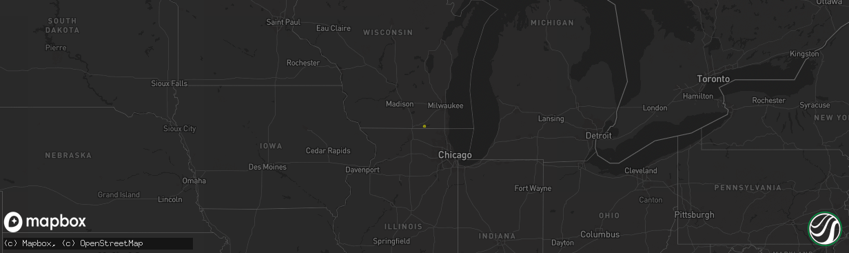 Hail map in Wisconsin on December 9, 2020