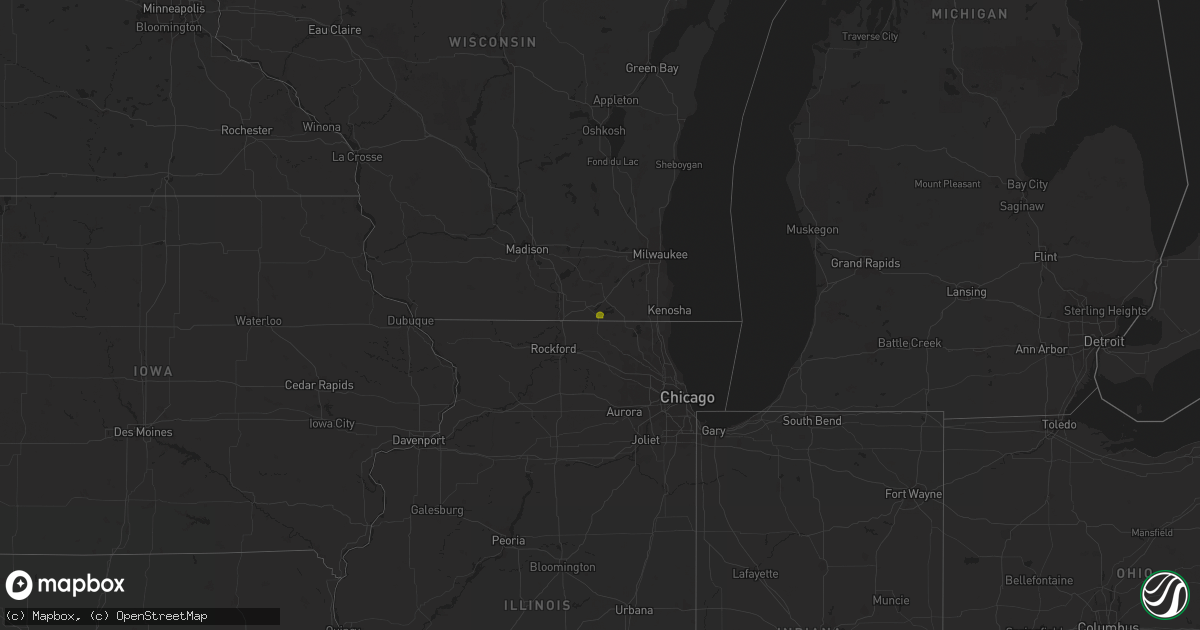 Hail map in Wisconsin on December 9, 2020
