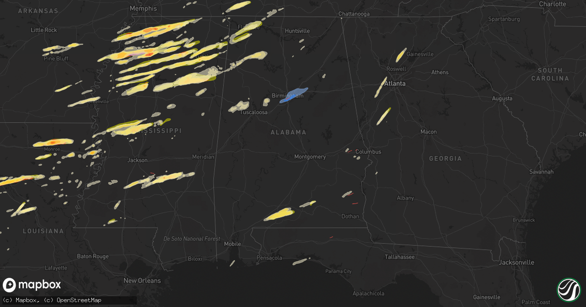 Hail map in Alabama on December 9, 2023