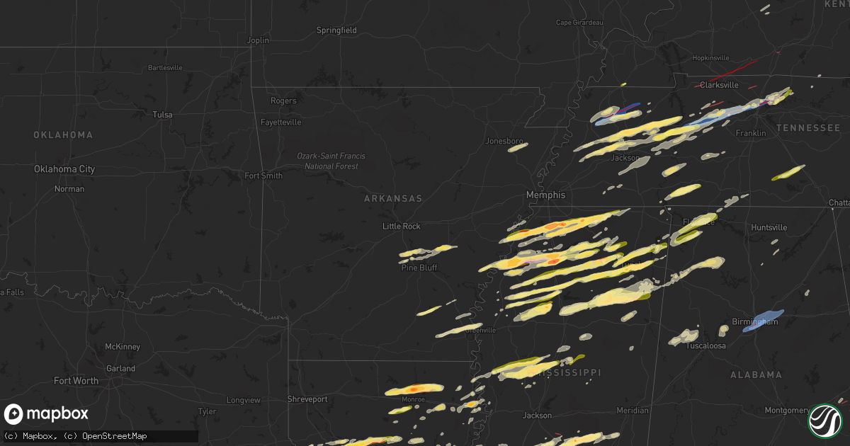 Hail map in Arkansas on December 9, 2023