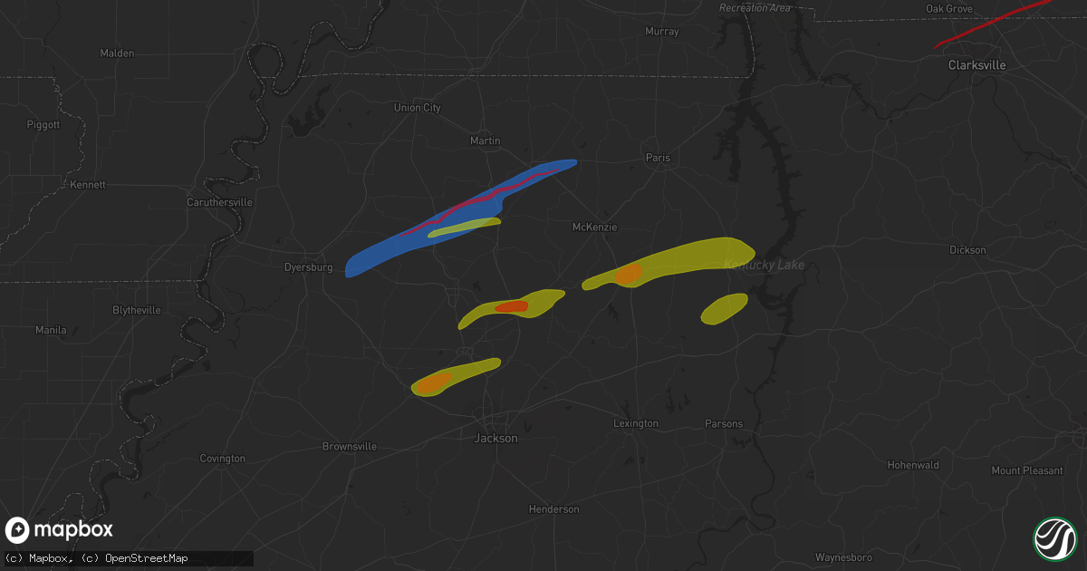 Hail map in Atwood, TN on December 9, 2023
