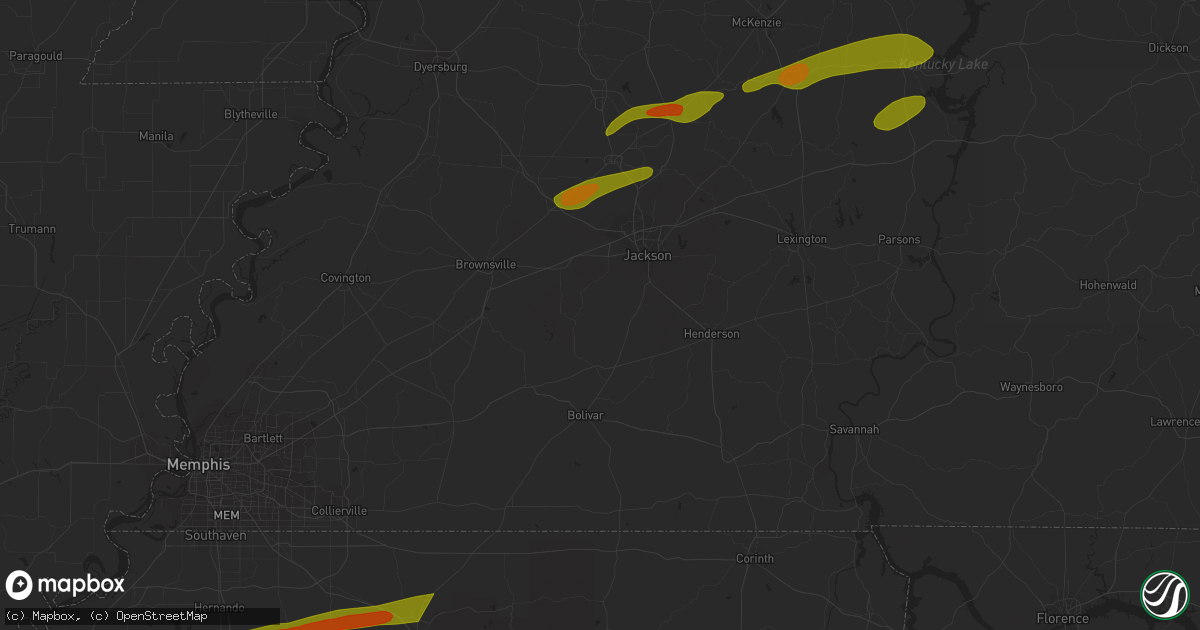 Hail map in Clarksdale, MS on December 9, 2023