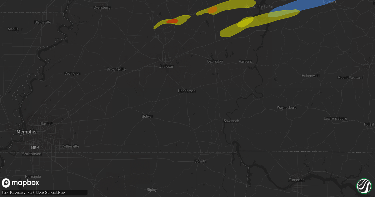 Hail map in Clarksville, TN on December 9, 2023