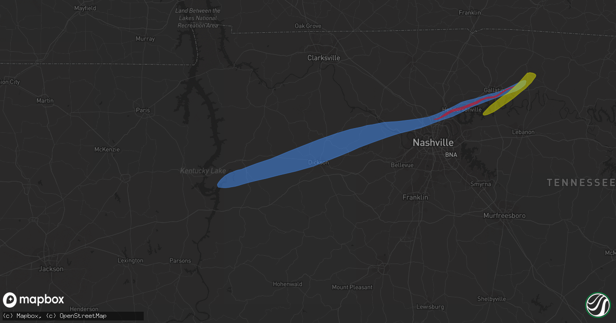 Hail map in Dickson, TN on December 9, 2023