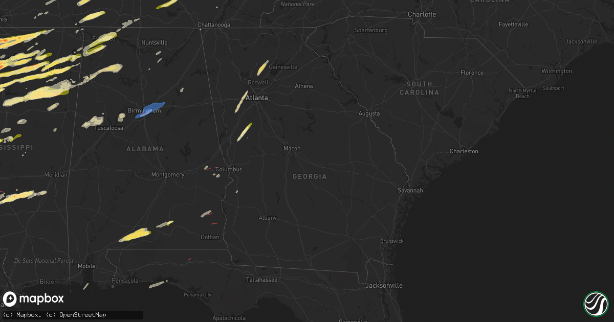 Hail map in Georgia on December 9, 2023