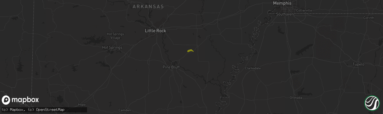 Hail map in Humphrey, AR on December 9, 2023