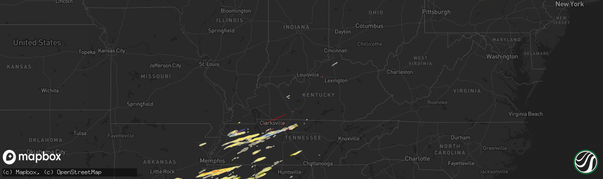 Hail map in Kentucky on December 9, 2023