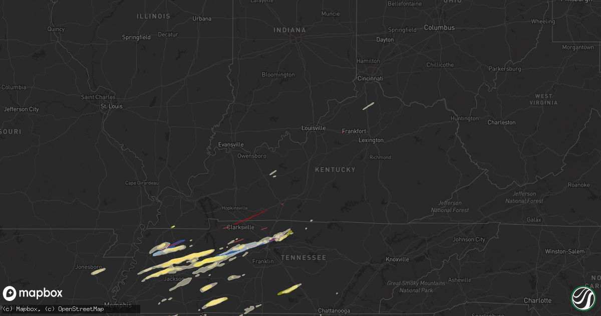 Hail map in Kentucky on December 9, 2023