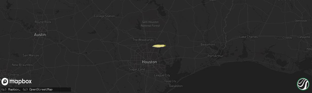 Hail map in Kingwood, TX on December 9, 2023