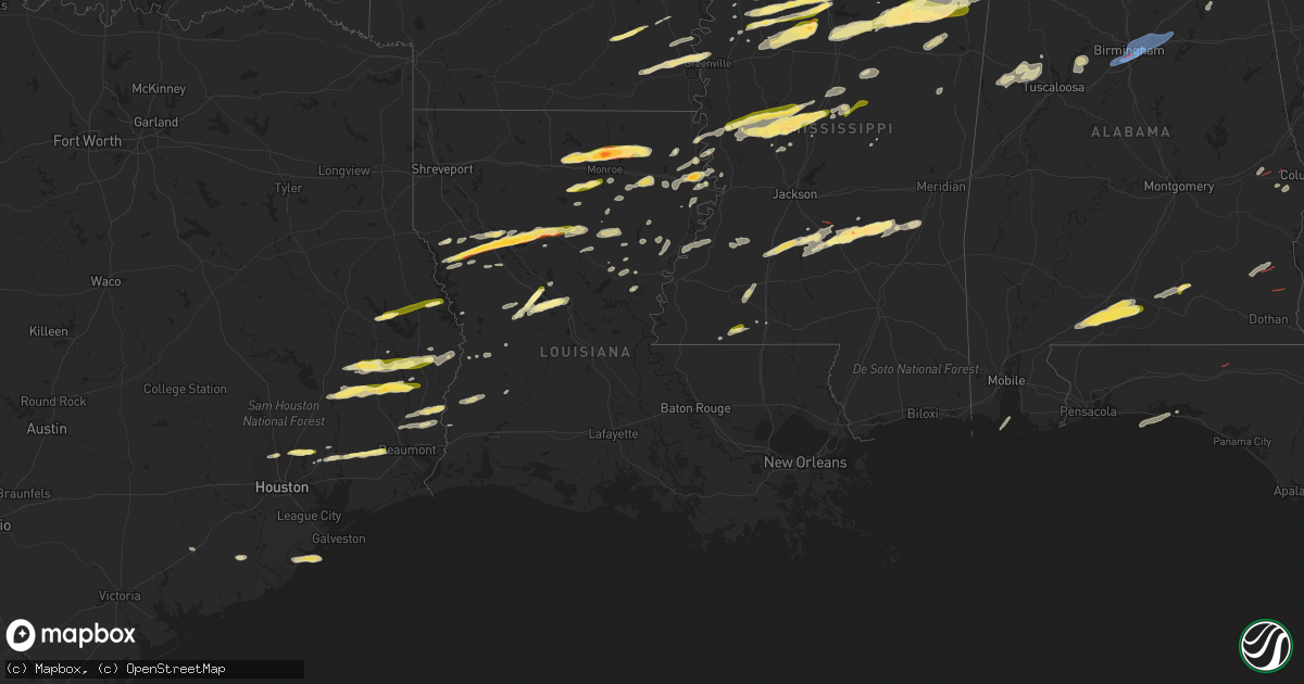 Hail map in Louisiana on December 9, 2023
