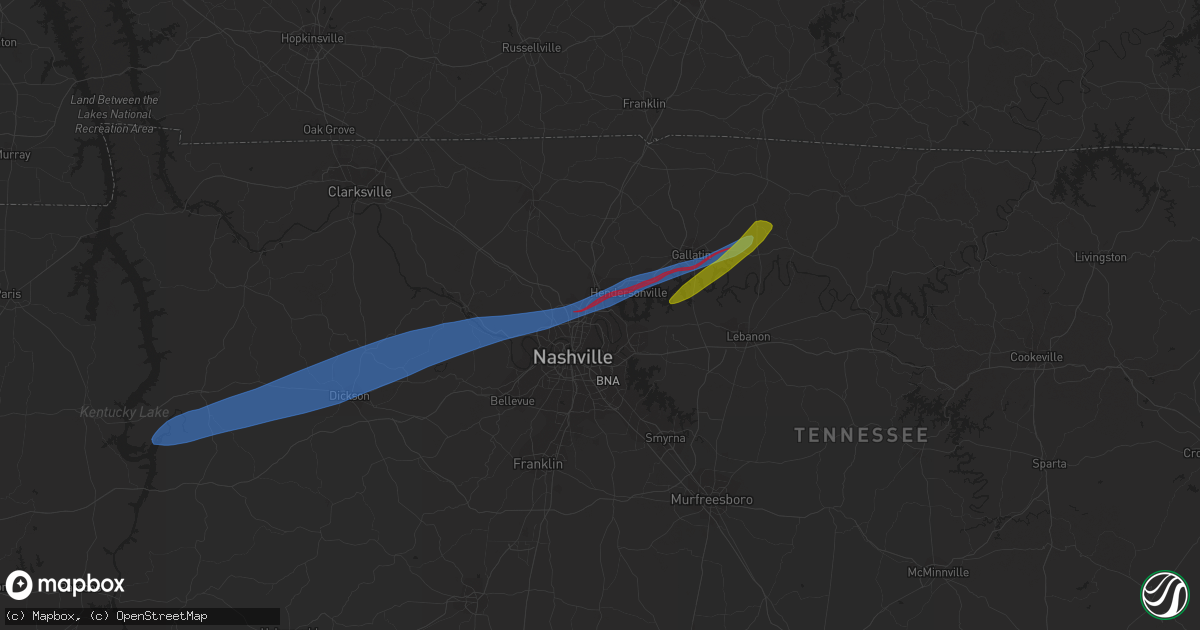 Hail map in Madison, TN on December 9, 2023