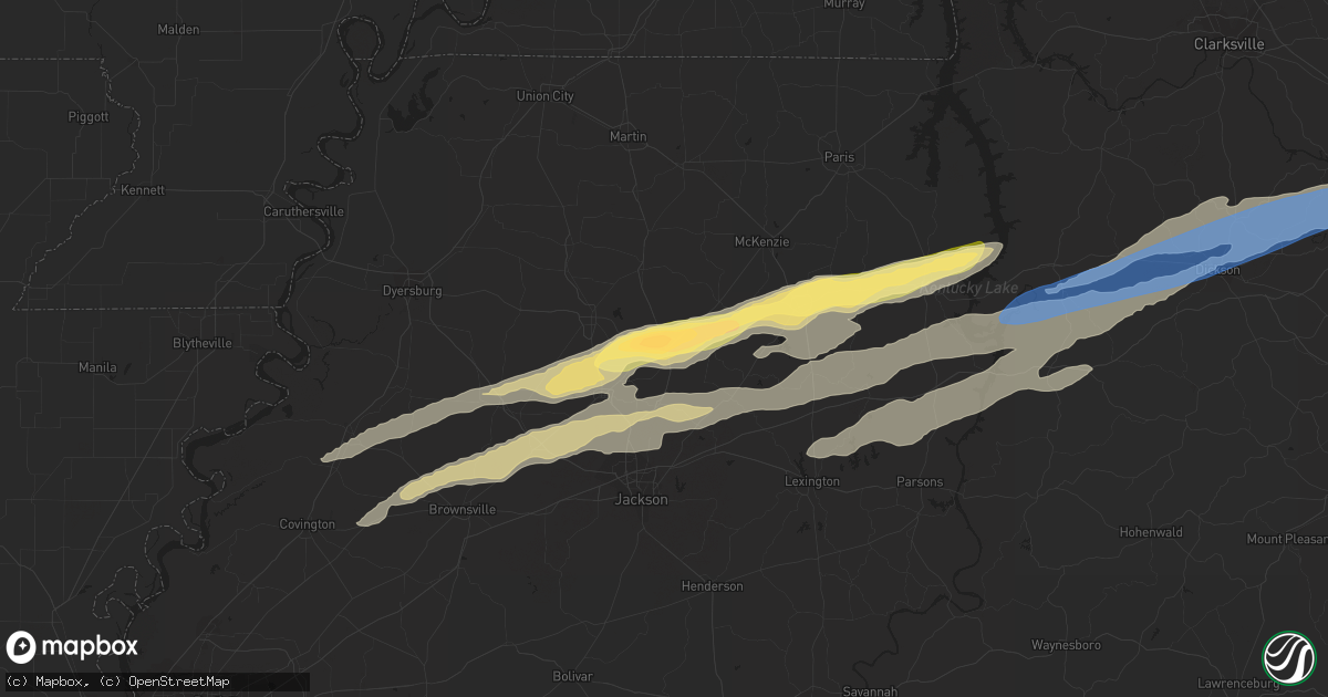 Hail map in Milan, TN on December 9, 2023
