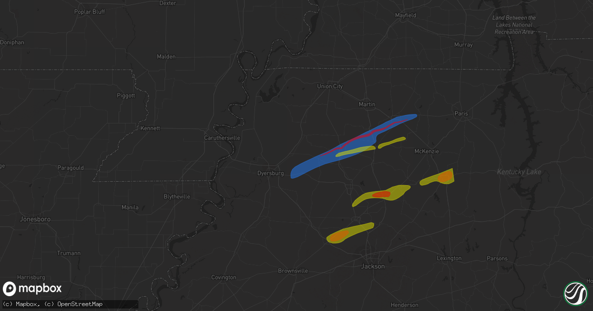 Hail map in Newbern, TN on December 9, 2023