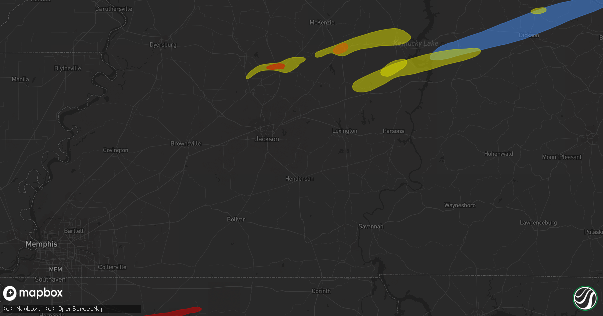 Hail map in Senatobia, MS on December 9, 2023