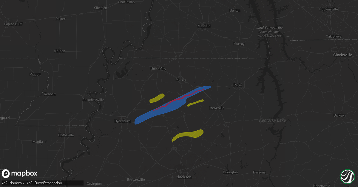 Hail map in Sharon, TN on December 9, 2023