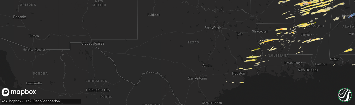 Hail map in Texas on December 9, 2023