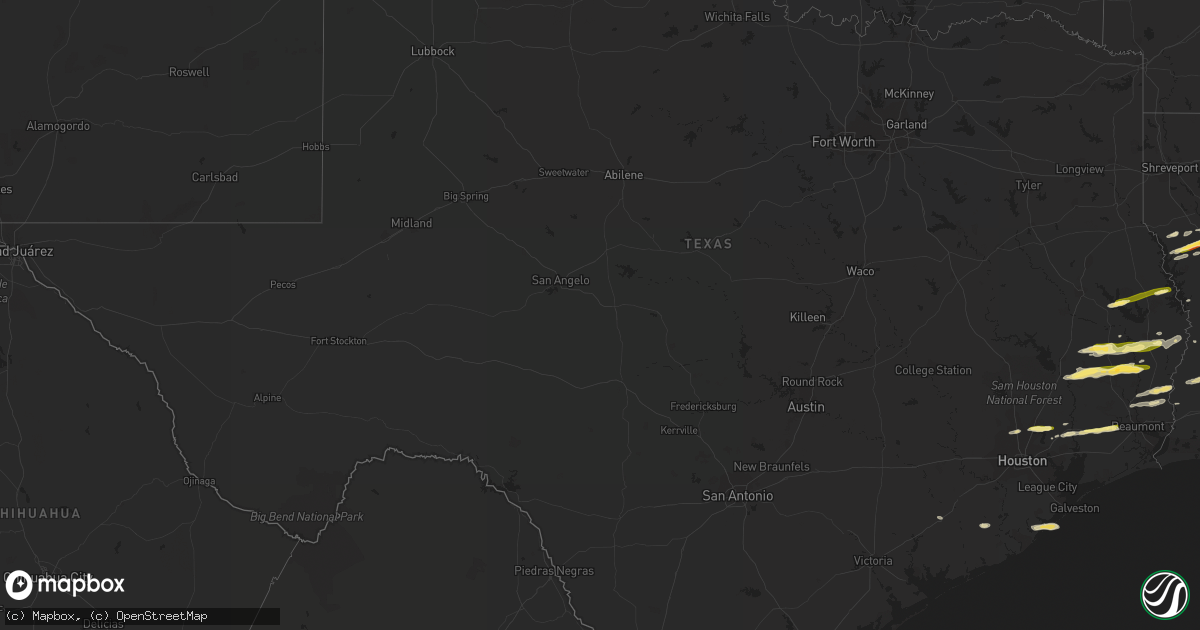 Hail map in Texas on December 9, 2023