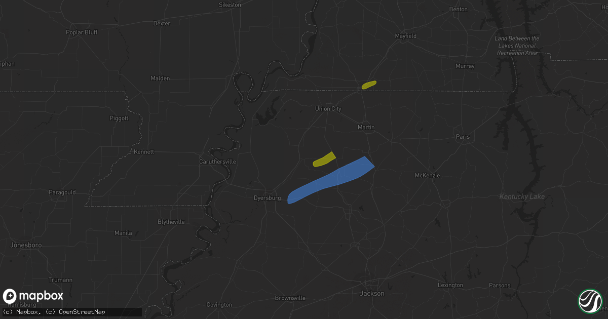 Hail map in Trimble, TN on December 9, 2023