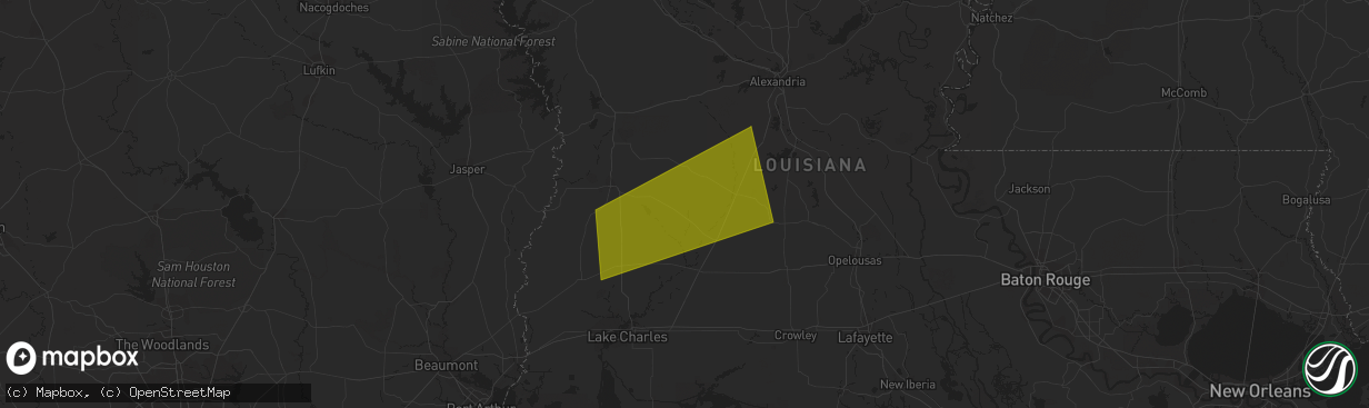 Hail map in Dry Creek, LA on December 10, 2020