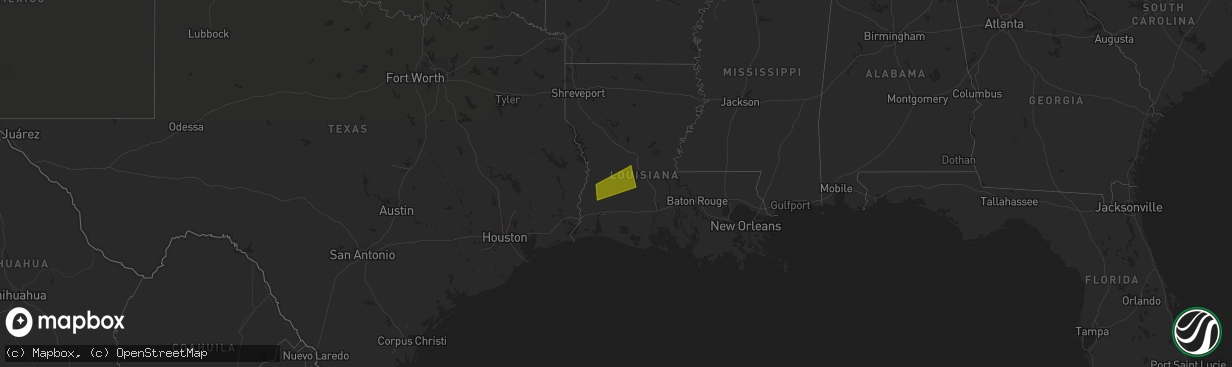 Hail map in Louisiana on December 10, 2020