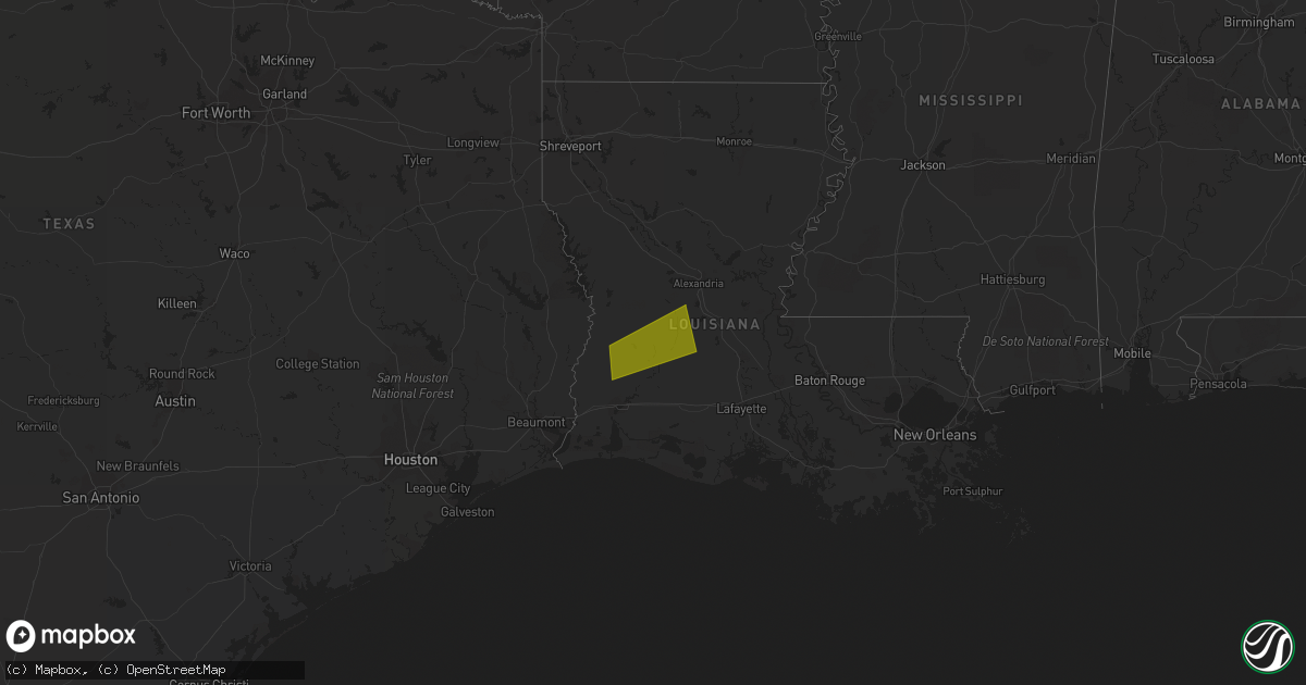 Hail map in Louisiana on December 10, 2020