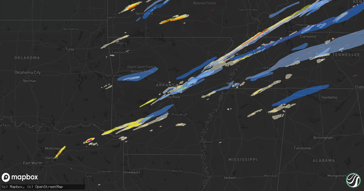Hail map in Arkansas on December 10, 2021