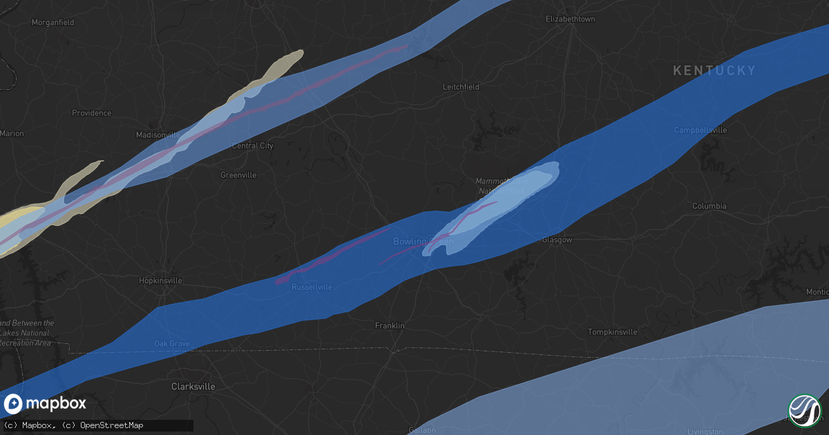 Hail map in Bowling Green, KY on December 10, 2021