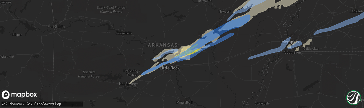 Hail map in Cabot, AR on December 10, 2021