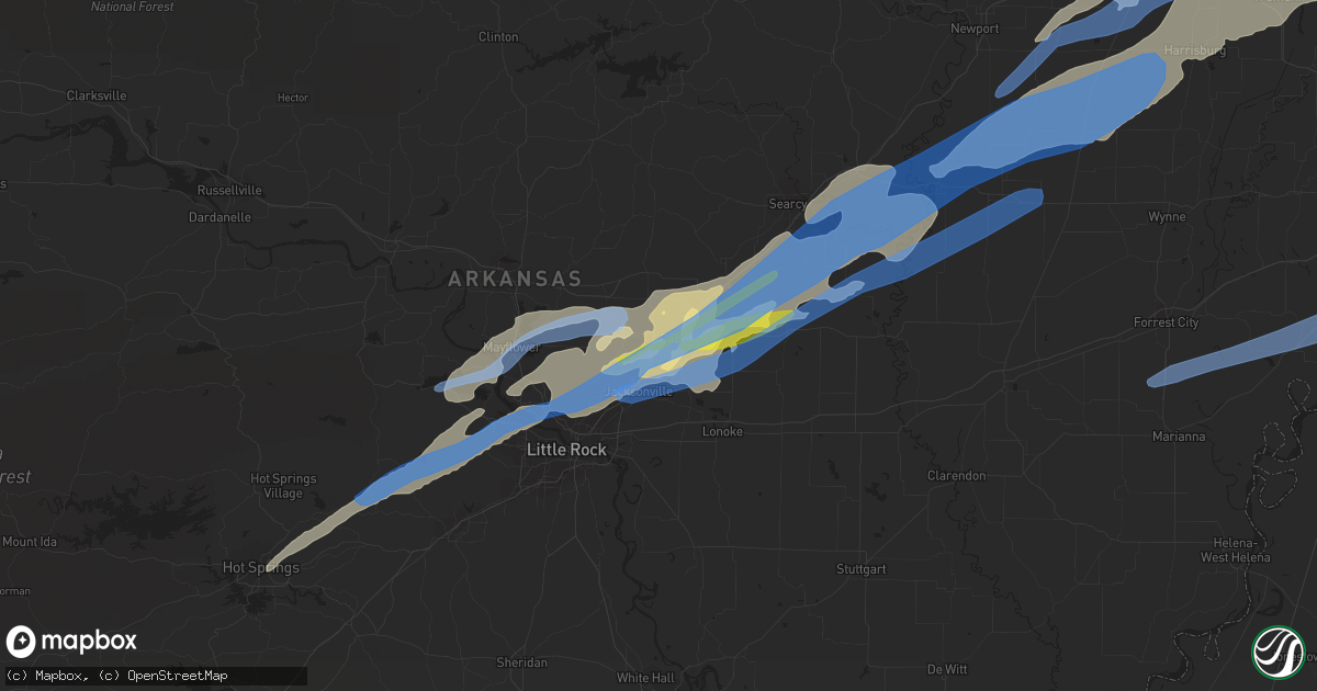 Hail map in Cabot, AR on December 10, 2021
