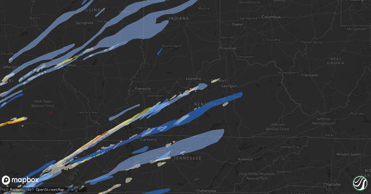 Hail map in Kentucky on December 10, 2021