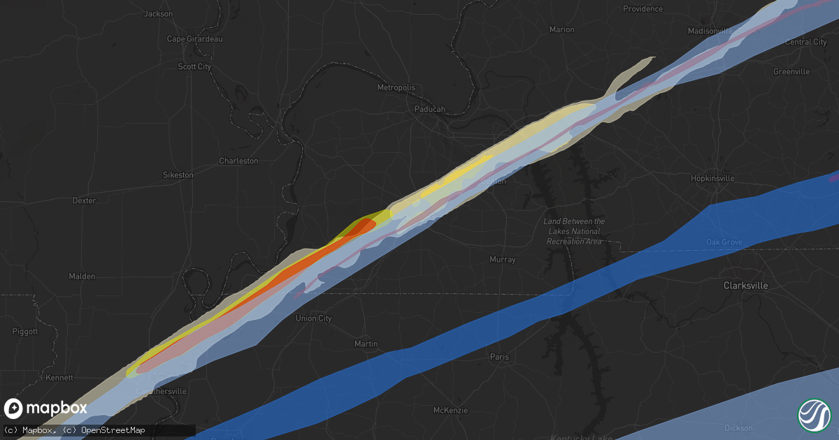 Hail map in Mayfield, KY on December 10, 2021