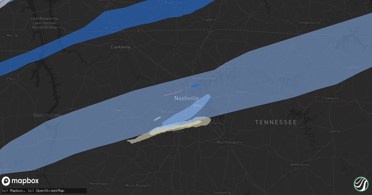 Hail map in Nashville, TN on December 10, 2021