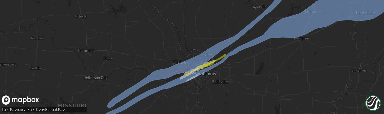 Hail map in Saint Charles, MO on December 10, 2021