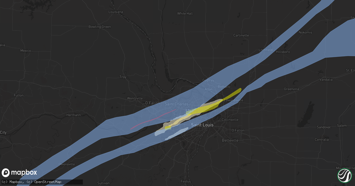 Hail map in Saint Charles, MO on December 10, 2021