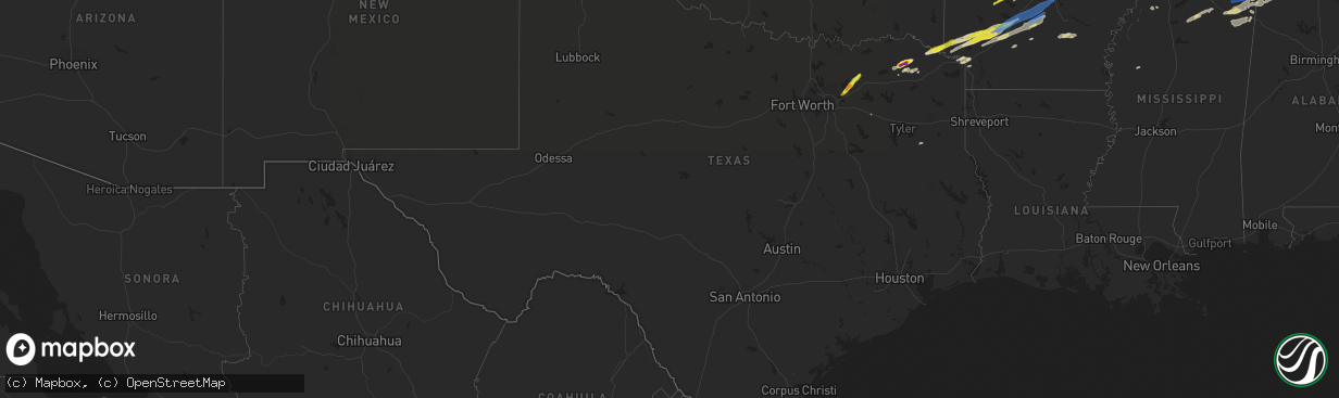 Hail map in Texas on December 10, 2021