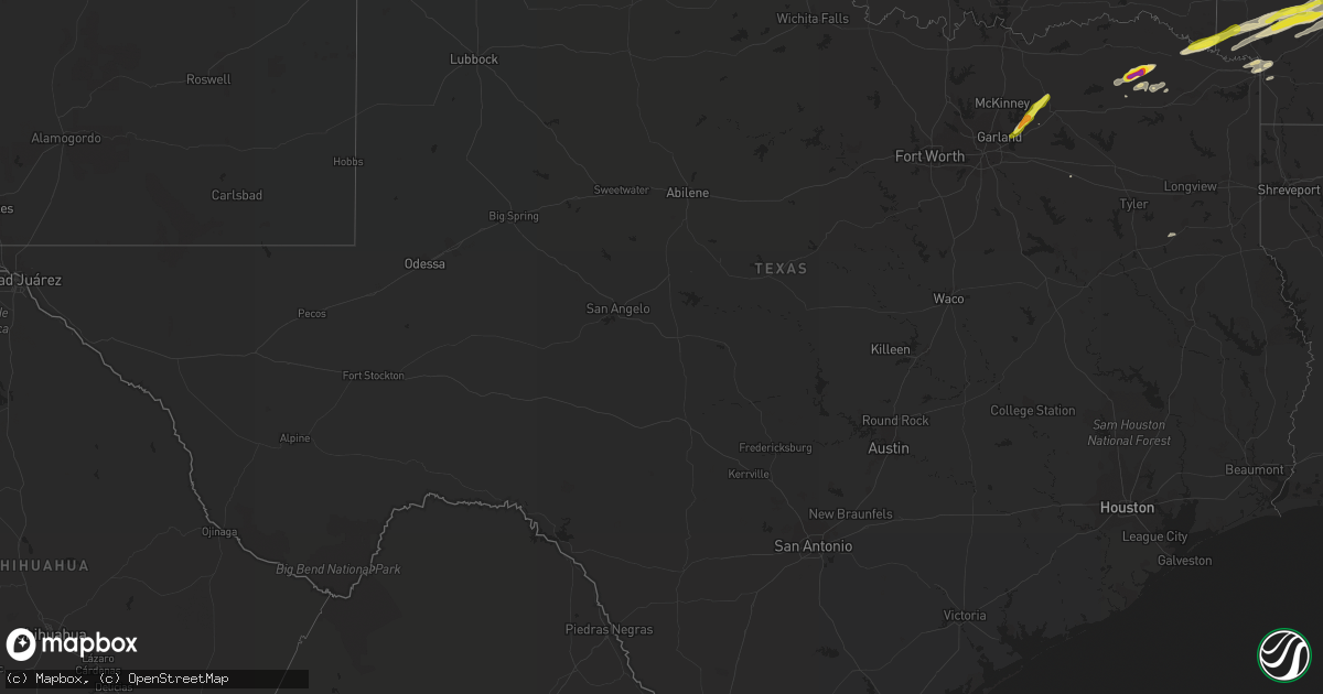 Hail map in Texas on December 10, 2021