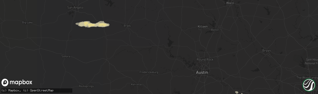 Hail map in Eden, TX on December 10, 2022