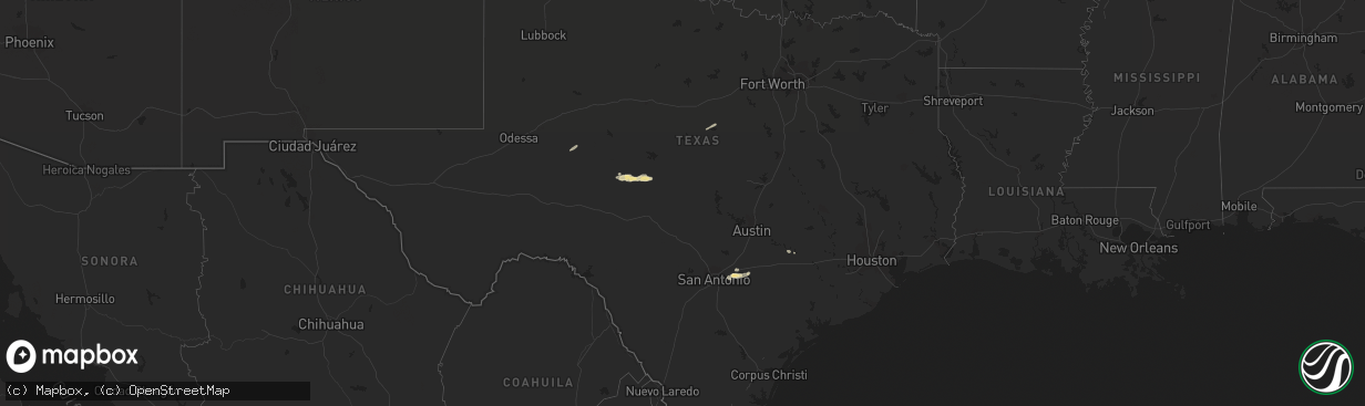 Hail map in Texas on December 10, 2022