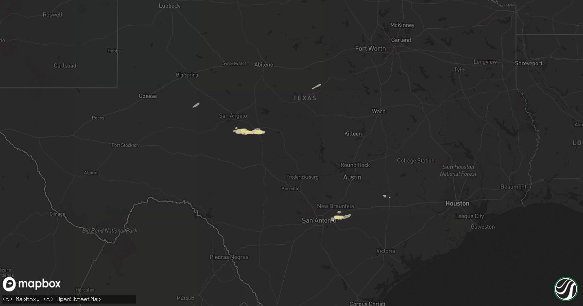 Hail map in Texas on December 10, 2022