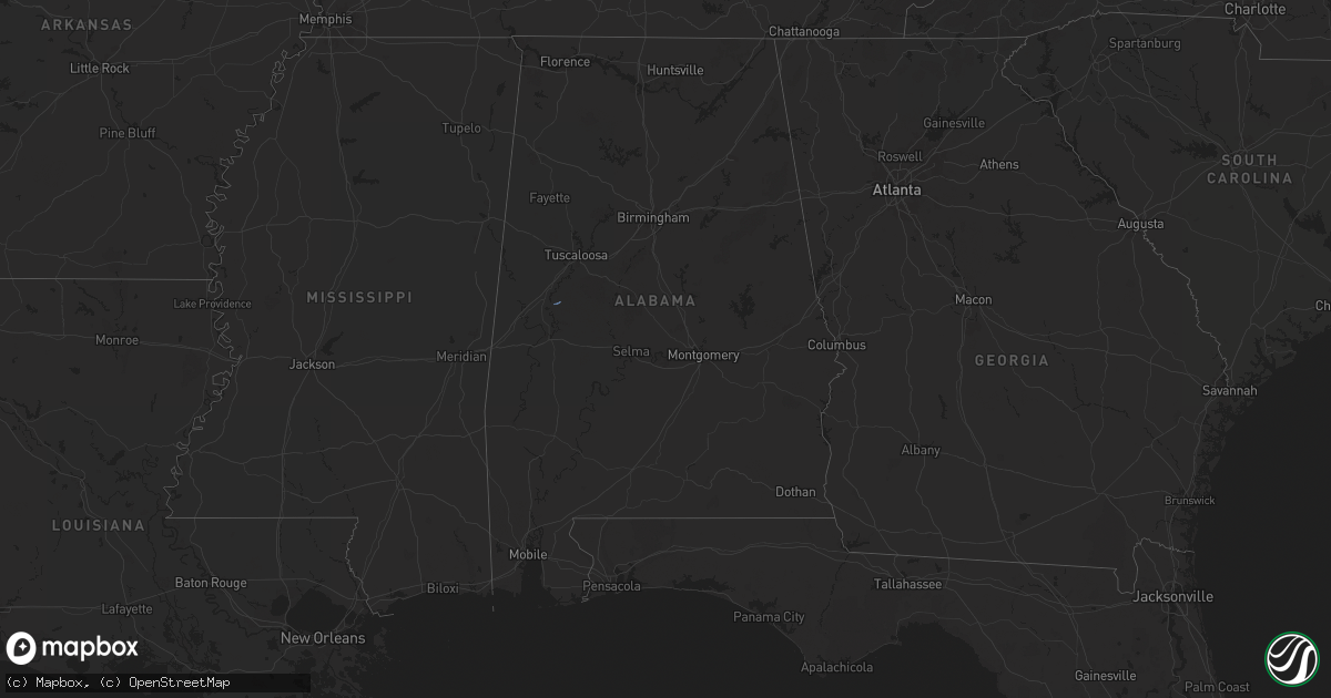 Hail map in Alabama on December 10, 2024