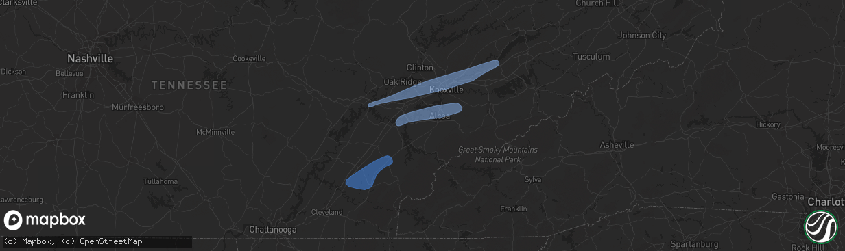 Hail map in Alcoa, TN on December 11, 2021