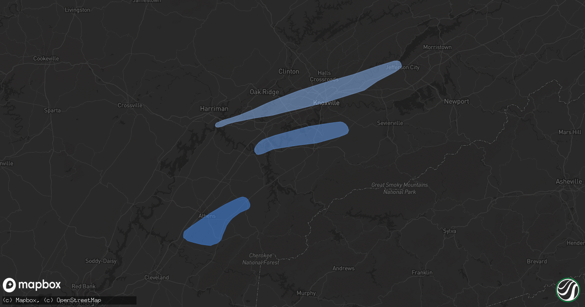 Hail map in Alcoa, TN on December 11, 2021