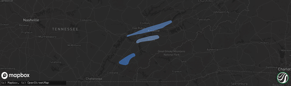 Hail map in Athens, TN on December 11, 2021